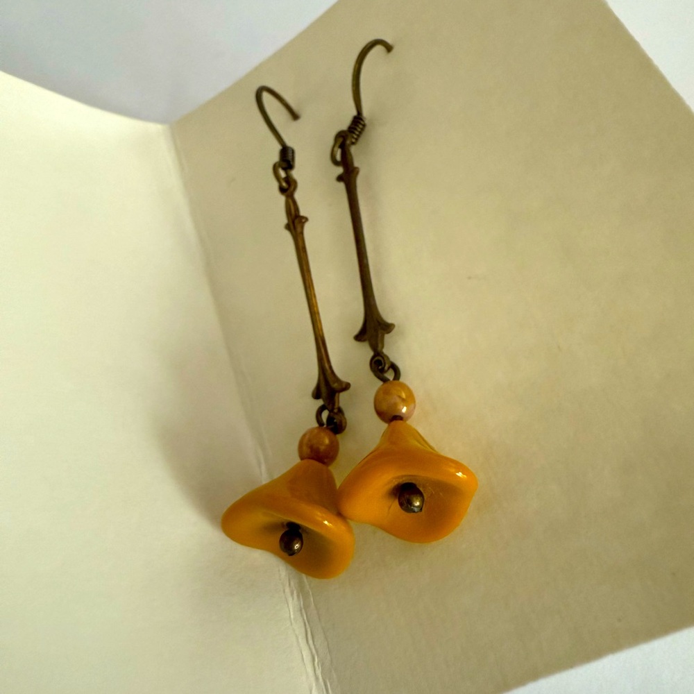 Yellow Floral Drop Earrings